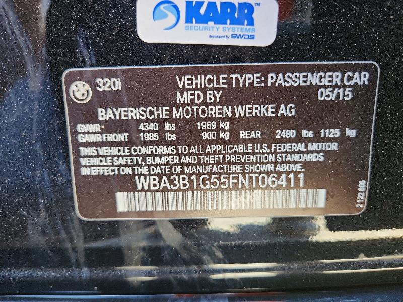 Aukcja sprzedaży 2015 Bmw 320, vin: WBA3B1G55FNT06411, numer aukcji: 49006396