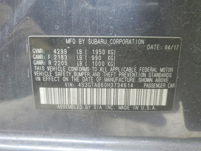 49397296 :رقم المزاد ، 4S3GTAB60H3734614 vin ، 2017 Subaru Impreza مزاد بيع