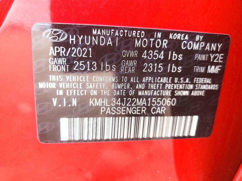 48933306 :رقم المزاد ، KMHL34J22MA155060 vin ، 2021 Hyundai Sonata مزاد بيع