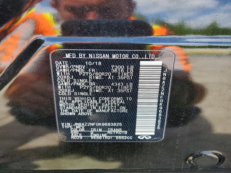 Aukcja sprzedaży 2019 Infiniti Qx80, vin: JN8AZ2NF0K9683825, numer aukcji: 50313956
