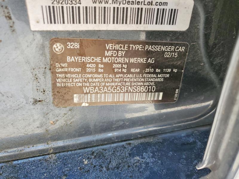48908936 :رقم المزاد ، WBA3A5G53FNS86010 vin ، 2015 Bmw 328 مزاد بيع