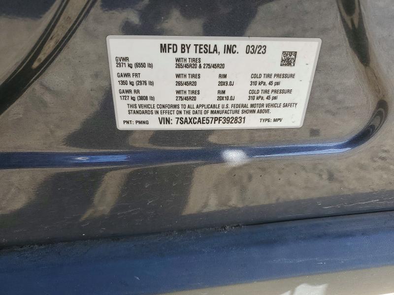 48952066 :رقم المزاد ، 7SAXCAE57PF392831 vin ، 2023 Tesla Model X مزاد بيع