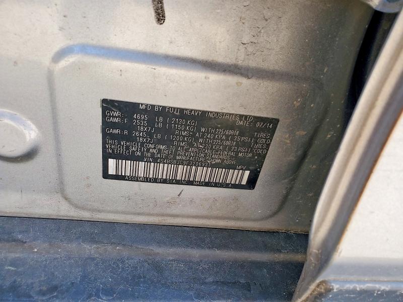 2015 Subaru Outback მანქანა იყიდება აუქციონზე, vin: 4S4BSBJC9F3206931, აუქციონის ნომერი: 50758156