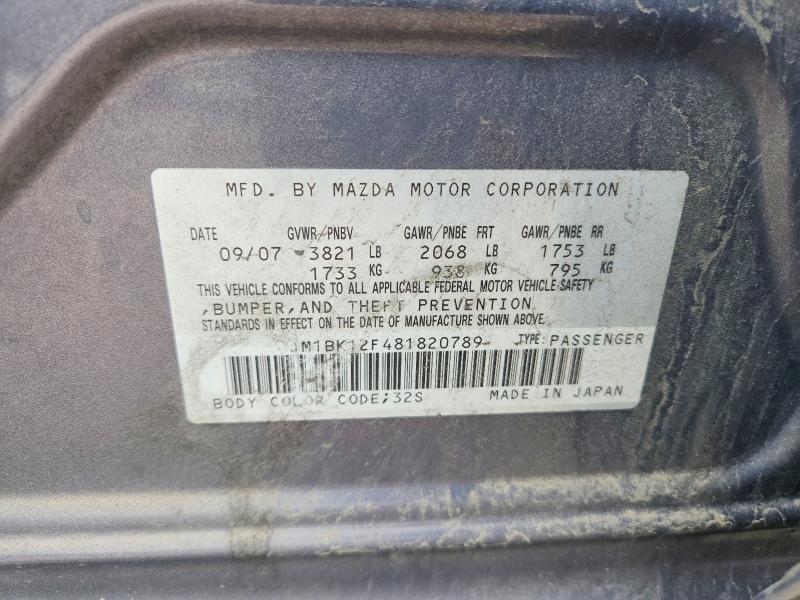 Продажа на аукционе авто 2008 Mazda 3, vin: JM1BK12F481820789, номер лота: 50188916