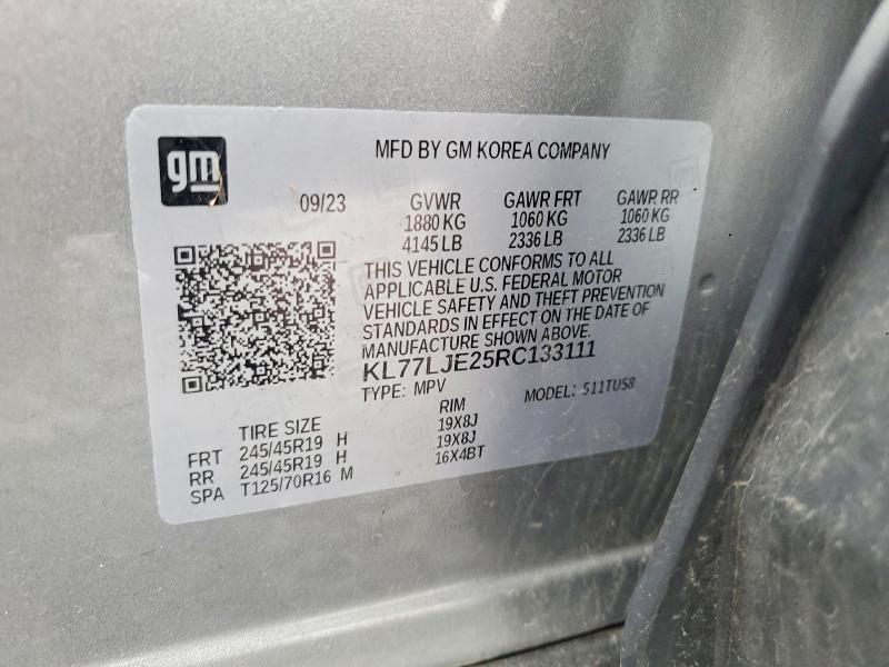 2024 Chevrolet Trax მანქანა იყიდება აუქციონზე, vin: KL77LJE25RC133111, აუქციონის ნომერი: 50394326