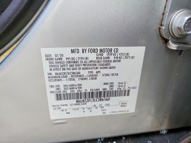 Aukcja sprzedaży 2020 Ford Ecosport, vin: MAJ6S3FL3LC386560, numer aukcji: 50702276