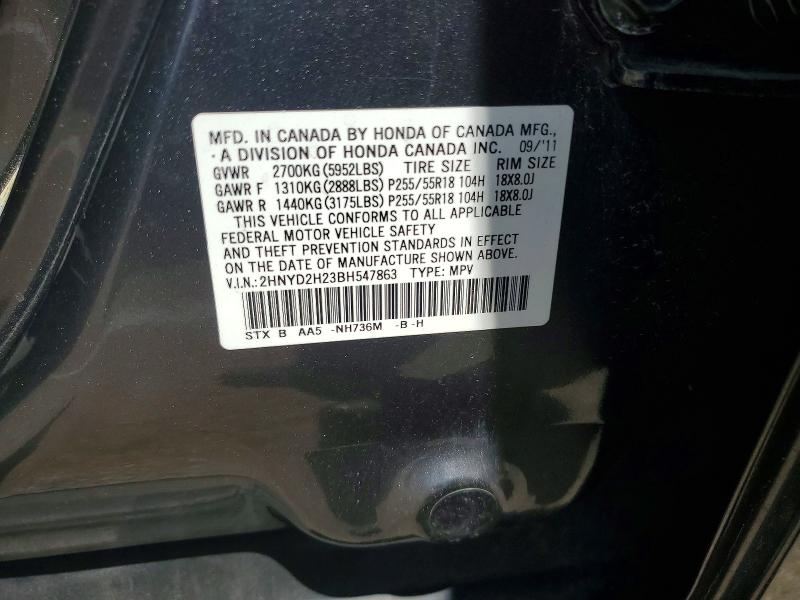 Aukcja sprzedaży 2011 Acura Mdx, vin: 2HNYD2H23BH547863, numer aukcji: 51587416