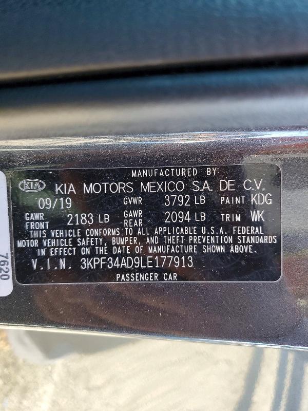49649996 :رقم المزاد ، 3KPF34AD9LE177913 vin ، 2020 Kia Forte مزاد بيع