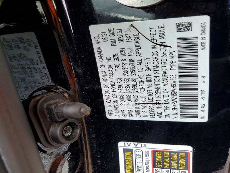 Aukcja sprzedaży 2021 Honda Cr-v, vin: 2HKRW2H59MH657695, numer aukcji: 49556556