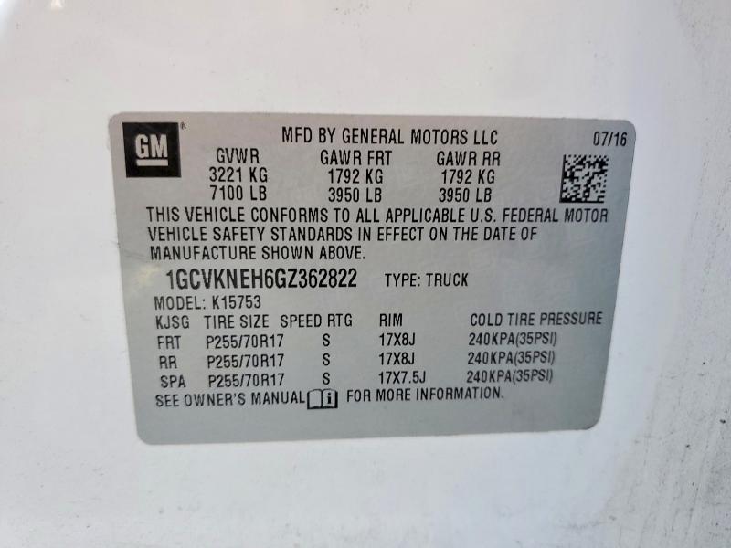 Продажа на аукционе авто 2016 Chevrolet Silverado, vin: 1GCVKNEH6GZ362822, номер лота: 50269486