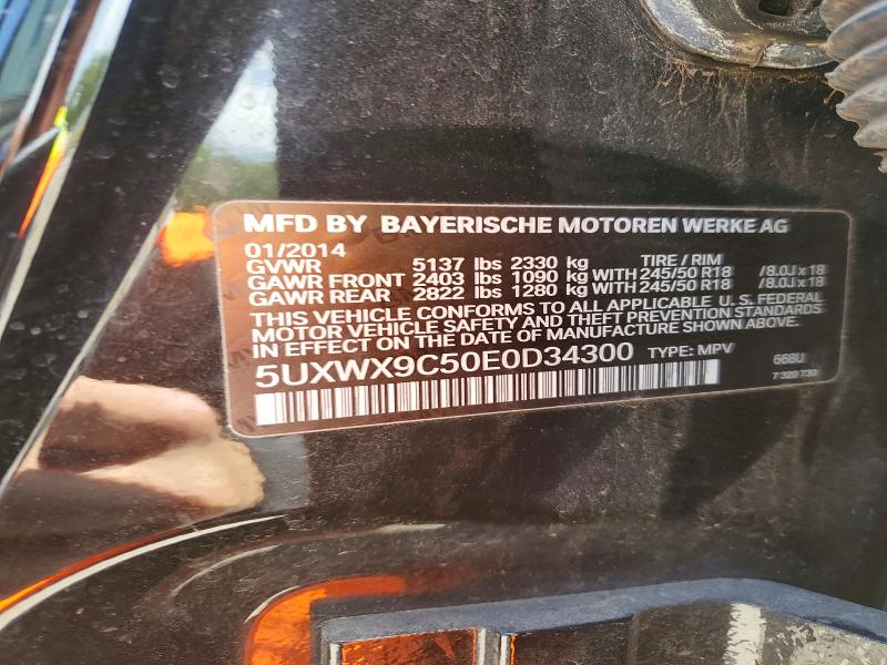 50845826 :رقم المزاد ، 5UXWX9C50E0D34300 vin ، 2014 Bmw X3 مزاد بيع