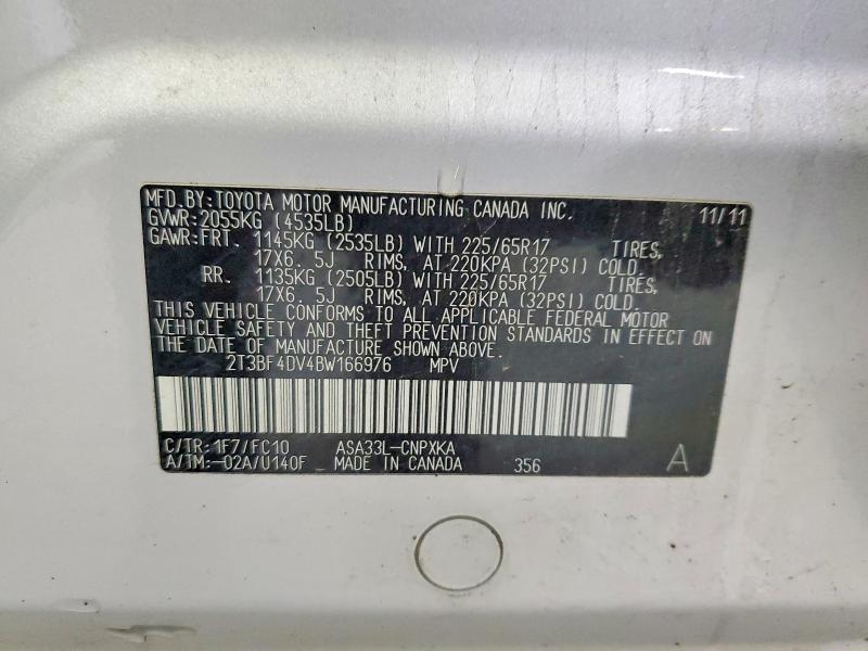 Продаж на аукціоні авто 2011 Toyota Rav4, vin: 2T3BF4DV4BW166976, номер лоту: 50795636