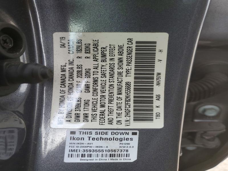 Продажа на аукционе авто 2019 Honda Civic Sport, vin: 2HGFC2F82KH556689, номер лота: 51114866