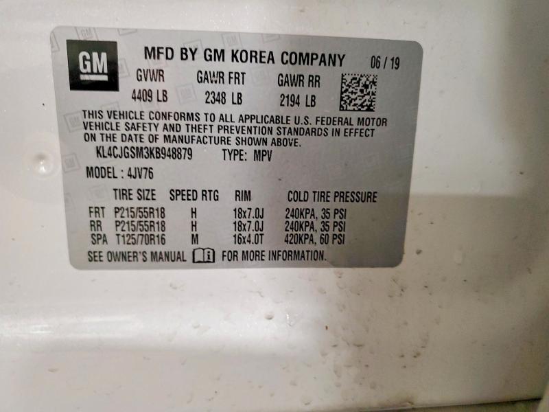 Продаж на аукціоні авто 2019 Buick Encore, vin: KL4CJGSM3KB948879, номер лоту: 51322836