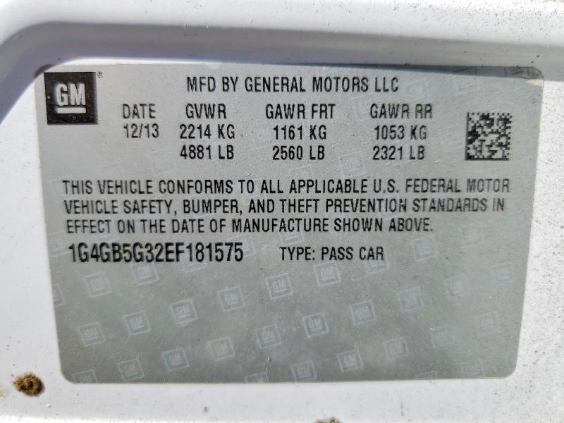 49912106 :رقم المزاد ، 1G4GB5G32EF181575 vin ، 2014 Buick Lacrosse مزاد بيع