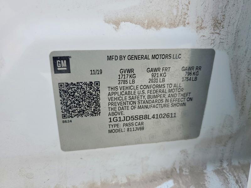 Aukcja sprzedaży 2020 Chevrolet Sonic, vin: 1G1JD5SB8L4102611, numer aukcji: 48185886