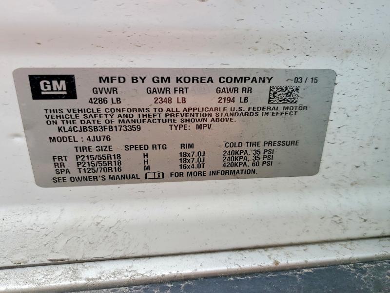 48734676 :رقم المزاد ، KL4CJBSB3FB173359 vin ، 2015 Buick Encore مزاد بيع
