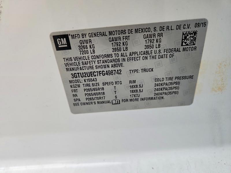 Aukcja sprzedaży 2015 Gmc Sierra, vin: 3GTU2UEC7FG498742, numer aukcji: 51319186