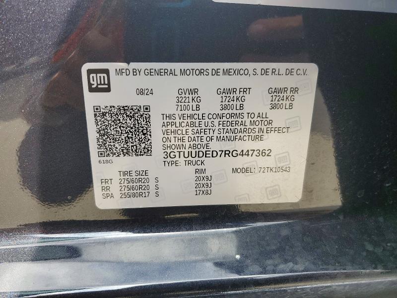 Aukcja sprzedaży 2024 Gmc Sierra, vin: 3GTUUDED7RG447362, numer aukcji: 48747086