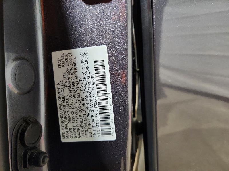 51855206 :رقم المزاد ، 5FNYF6H25NB055806 vin ، 2022 Honda Pilot مزاد بيع