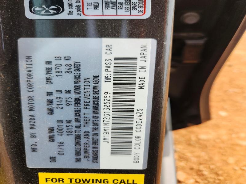 48200436 :رقم المزاد ، JM1BM1N72G1325259 vin ، 2016 Mazda 3 مزاد بيع