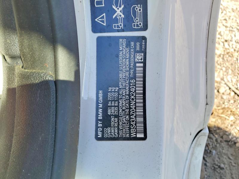 Продажа на аукционе авто 2022 Bmw M4, vin: WBS43AZ04NCK24016, номер лота: 49140576