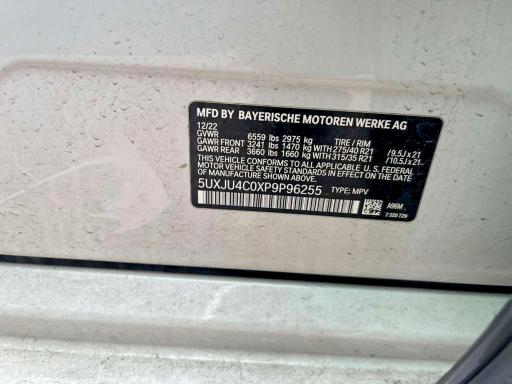2023 Bmw X5 მანქანა იყიდება აუქციონზე, vin: 5UXJU4C0XP9P96255, აუქციონის ნომერი: 51252086