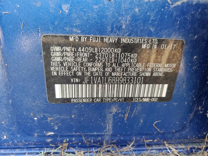 Продажа на аукционе авто 2017 Subaru Wrx, vin: JF1VA1L68H9833101, номер лота: 51415836
