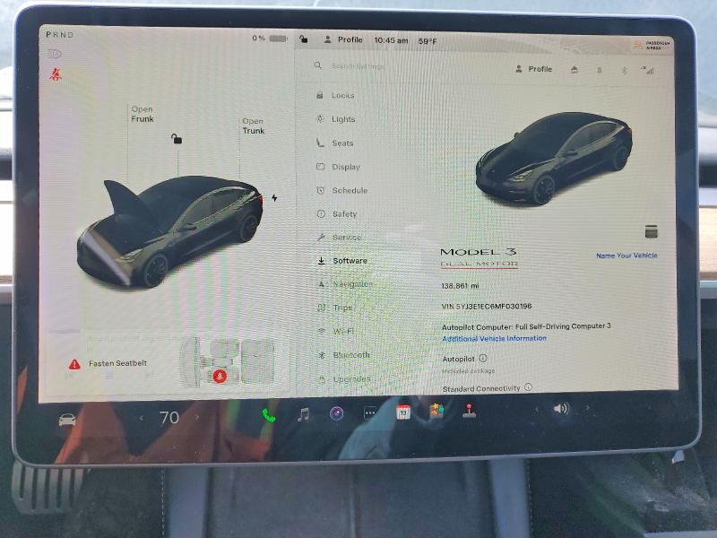2021 Tesla Model 3 მანქანა იყიდება აუქციონზე, vin: 5YJ3E1EC6MF030196, აუქციონის ნომერი: 81191695