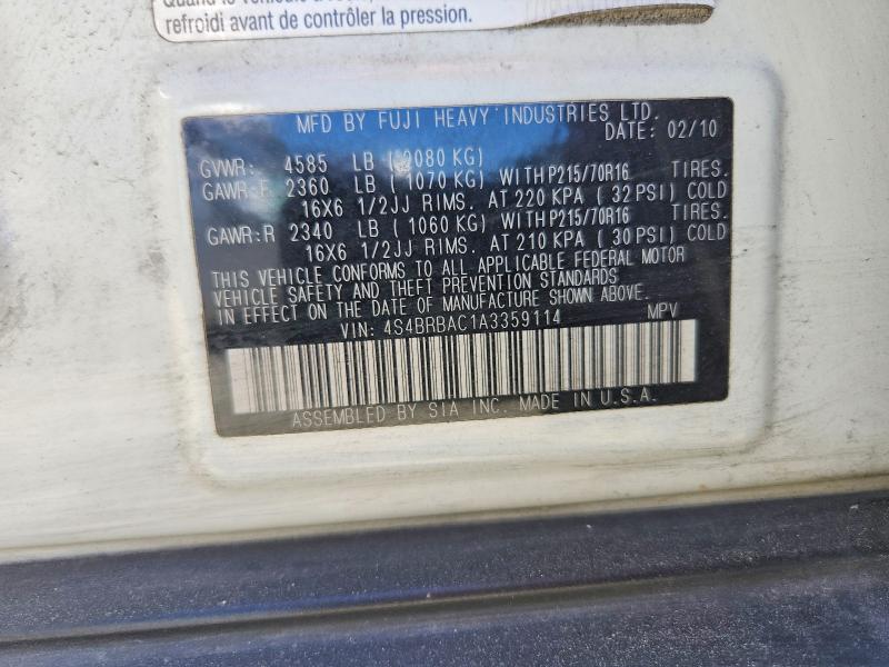 51182166 :رقم المزاد ، 4S4BRBAC1A3359114 vin ، 2009 Suba Outback مزاد بيع