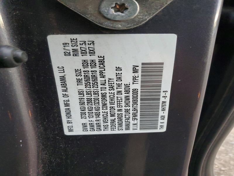 50397106 :رقم المزاد ، 5FNRL6H73KB083009 vin ، 2019 Honda Odyssey مزاد بيع