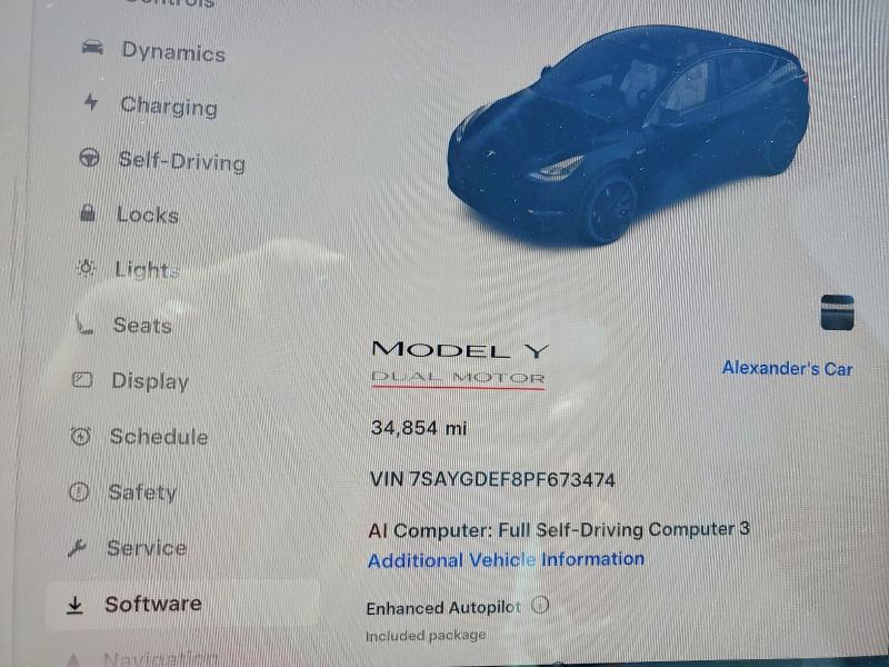 2023 Tesla Model Y მანქანა იყიდება აუქციონზე, vin: 7SAYGDEF8PF673474, აუქციონის ნომერი: 51284156