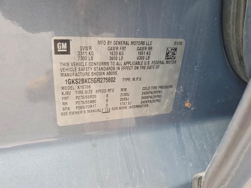 Aukcja sprzedaży 2016 Gmc Yukon, vin: 1GKS2BKC5GR275802, numer aukcji: 47831176