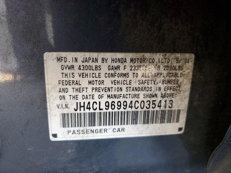 50243636 :رقم المزاد ، JH4CL96994C035413 vin ، 2004 Acura Tsx مزاد بيع
