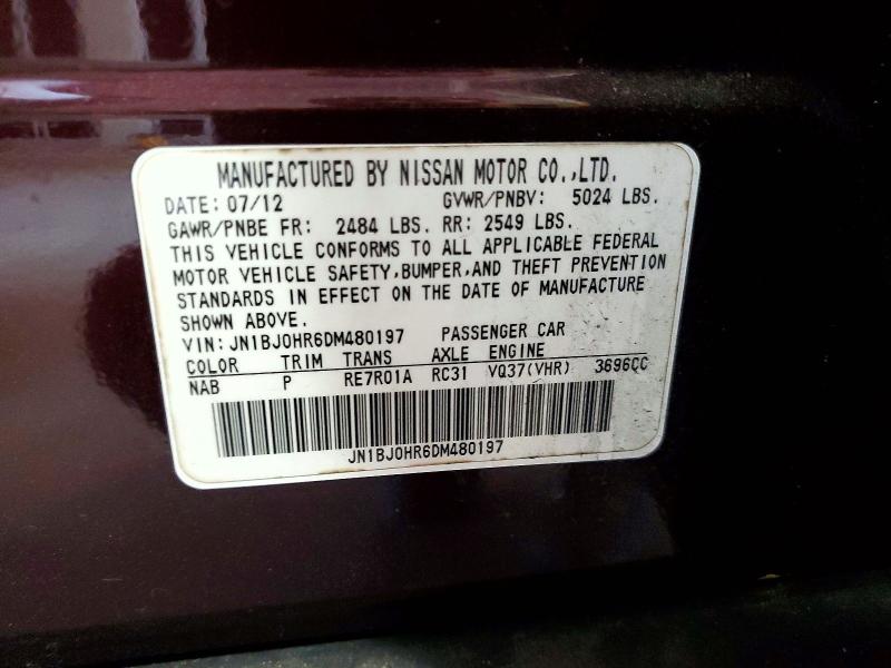 Aukcja sprzedaży 2013 Infiniti Ex37, vin: JN1BJ0HR6DM480197, numer aukcji: 49786426
