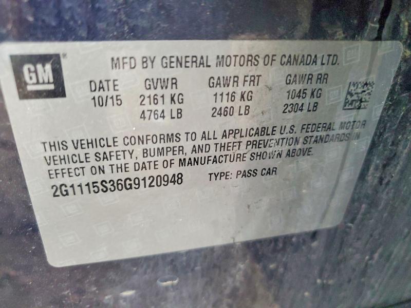 Aukcja sprzedaży 2016 Chevrolet Impala, vin: 2G1115S36G9120948, numer aukcji: 51441846