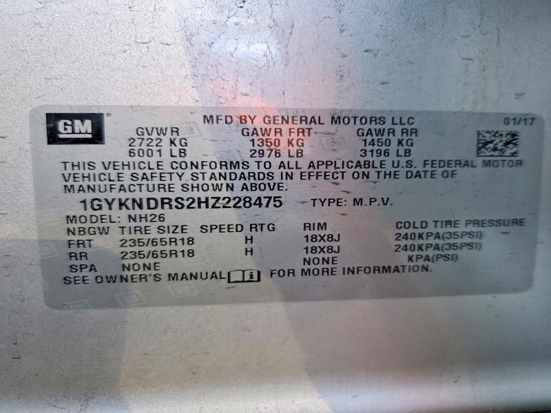 2017 Cadillac Xt5 მანქანა იყიდება აუქციონზე, vin: 1GYKNDRS2HZ228475, აუქციონის ნომერი: 49214736