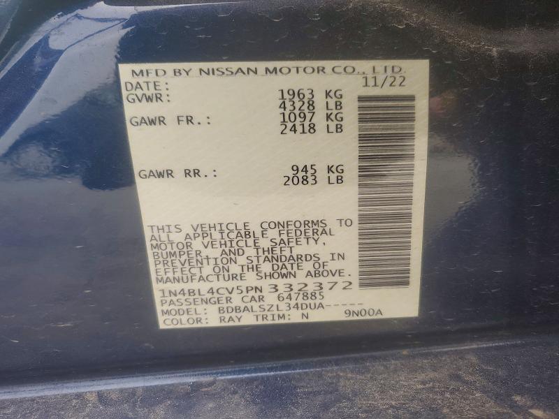 Продаж на аукціоні авто 2023 Nissan Altima, vin: 1N4BL4CV5PN332372, номер лоту: 50753376