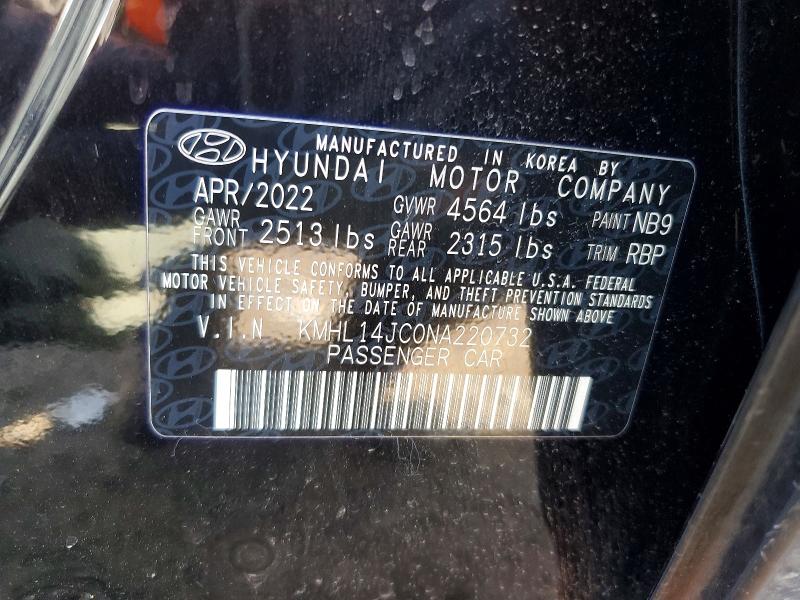 Продажа на аукционе авто 2022 Hyundai Sonata, vin: KMHL14JC0NA220732, номер лота: 51732276
