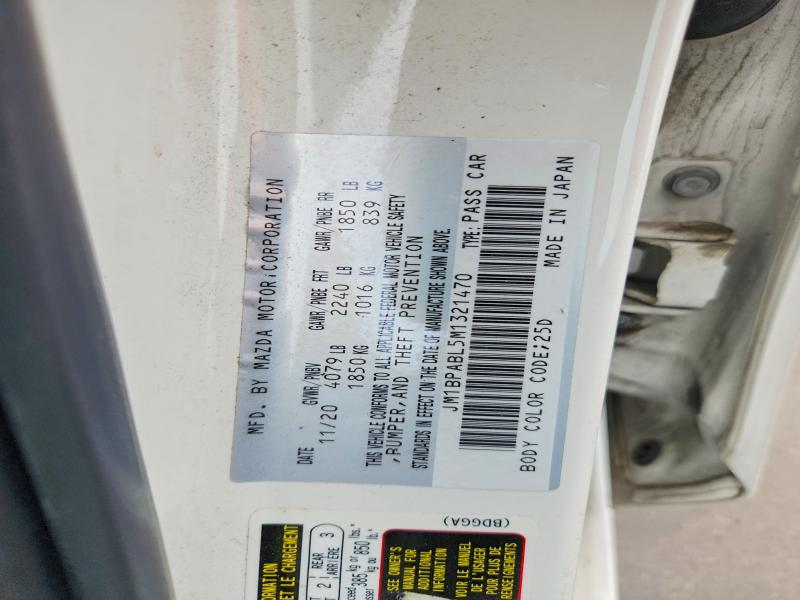 50637506 :رقم المزاد ، JM1BPABL5M1321470 vin ، 2021 Mazda 3 مزاد بيع