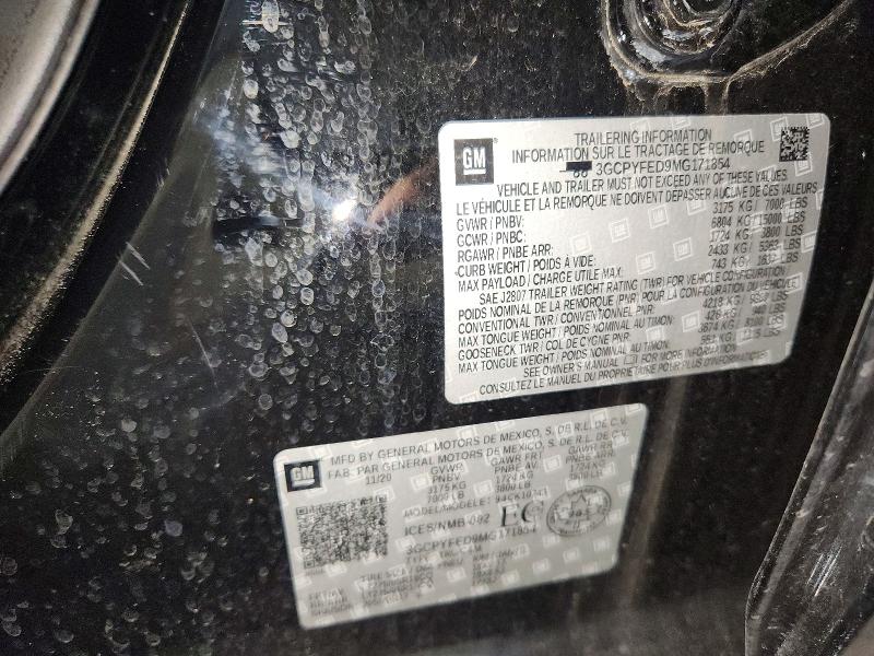 51603126 :رقم المزاد ، 3GCPYFED9MG171854 vin ، 2021 Chevrolet Silverado مزاد بيع