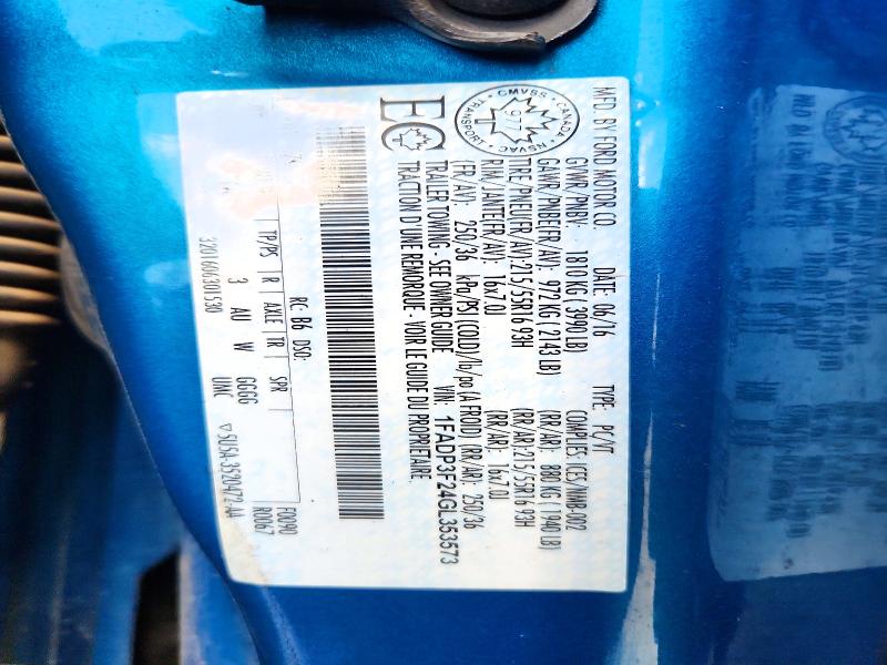 50564036 :رقم المزاد ، 1FADP3F24GL353573 vin ، 2016 Ford Focus مزاد بيع