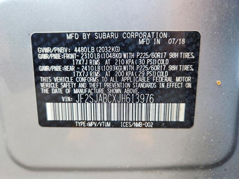 50160806 :رقم المزاد ، JF2SJABCXJH613976 vin ، 2018 Subaru Forester مزاد بيع