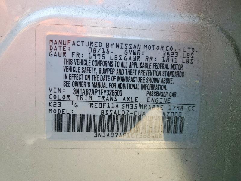50630526 :رقم المزاد ، 3N1AB7AP1FY328600 vin ، 2015 Nissan Sentra مزاد بيع