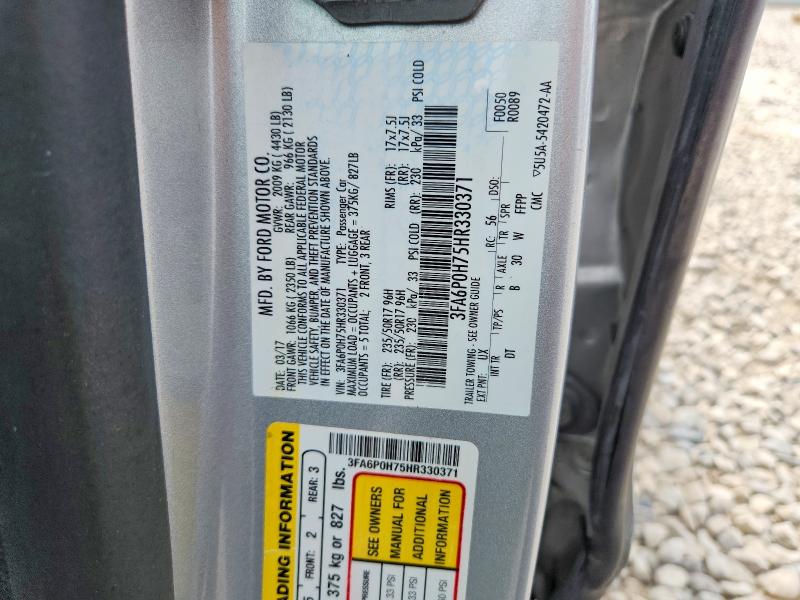 Продажа на аукционе авто 2017 Ford Fusion, vin: 3FA6P0H75HR330371, номер лота: 49776416