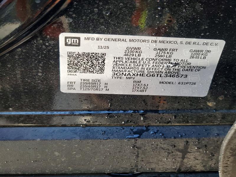 Auction sale of the 2026 Chevrolet Equinox, vin: 3GNAXHEG6TL346573, lot number: 51191236