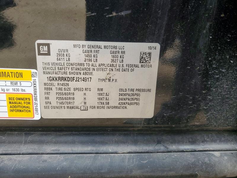 Продажа на аукционе авто 2015 Gmc Acadia, vin: 1GKKRRKD0FJ214917, номер лота: 51192906