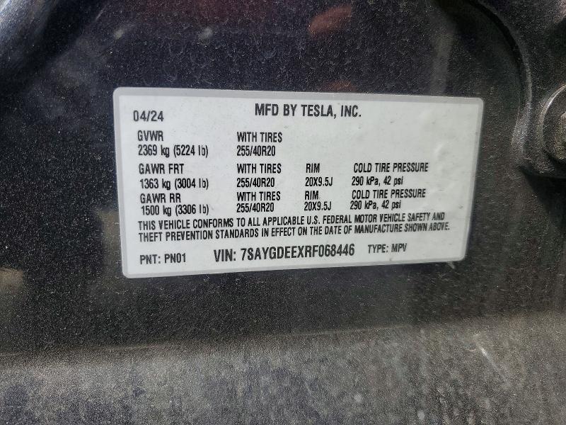 Продажа на аукционе авто 2024 Tesla Model Y, vin: 7SAYGDEEXRF068446, номер лота: 51856256