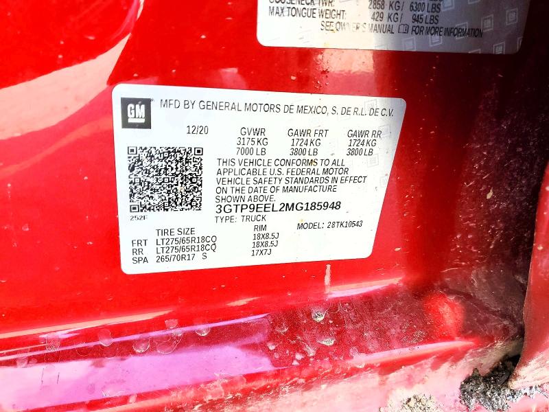 Продаж на аукціоні авто 2021 Gmc Sierra, vin: 3GTP9EEL2MG185948, номер лоту: 50799846