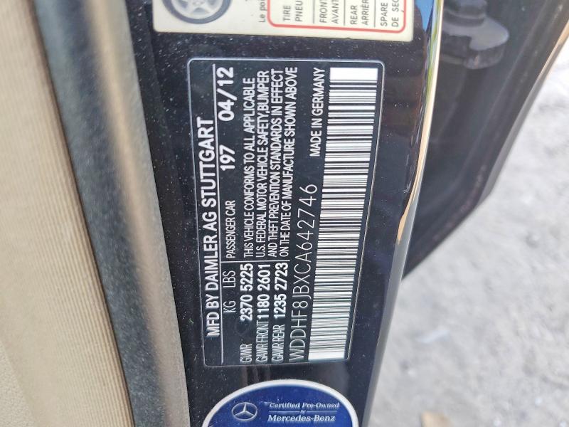 Auction sale of the 2012 Mercedes-benz E, vin: WDDHF8JBXCA642746, lot number: 50809356